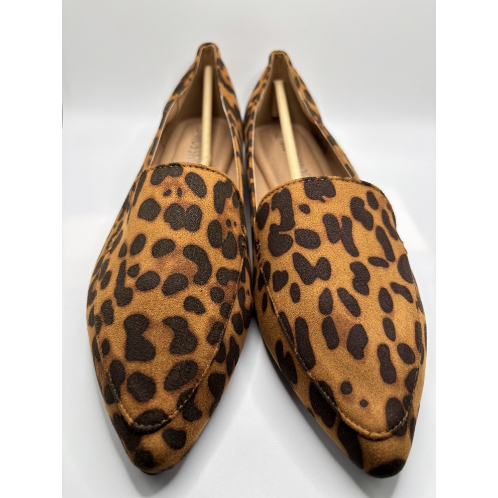 MUSSHOE Loafers Women Comfortable Pointed Toe Slip-ons Flats Leopard 11